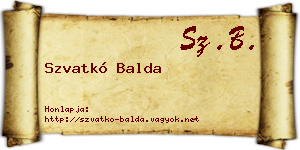Szvatkó Balda névjegykártya